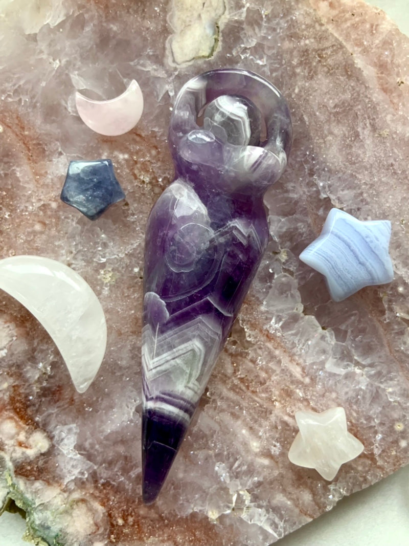 Dream Amethyst Goddess ~ Hand-Carved Crystal Goddess Figurine