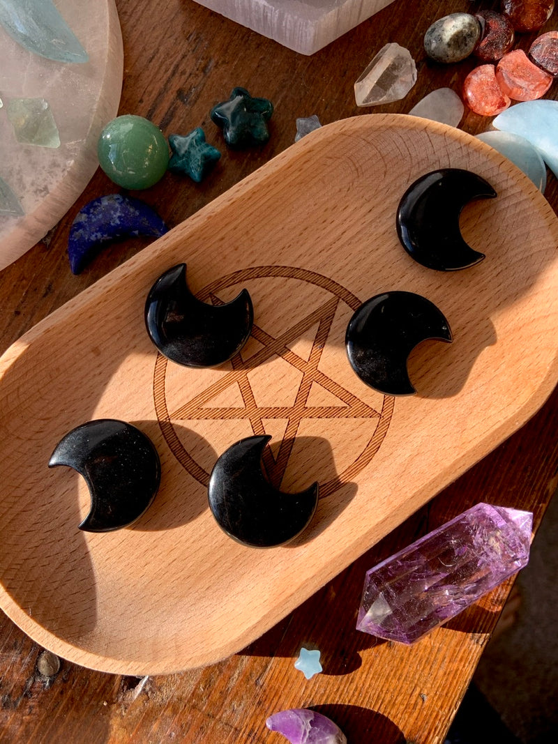 Black Obsidian Moon + Stars for energetic protection