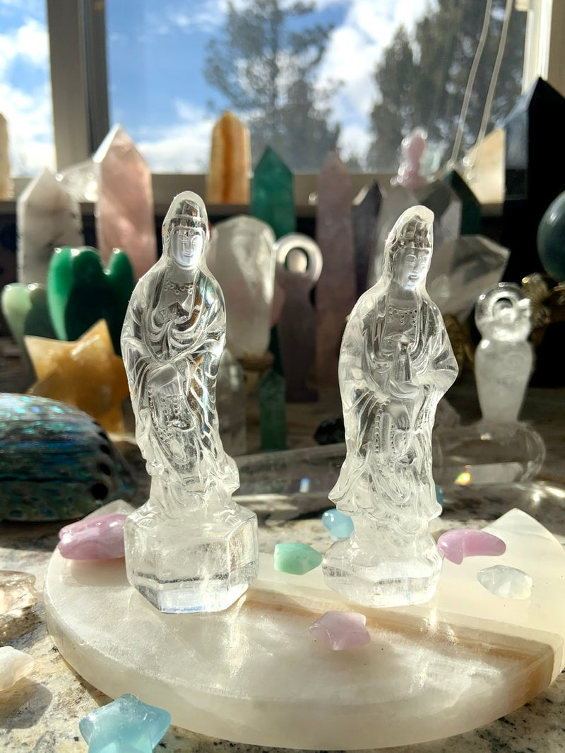 Exquisite CLEAR QUARTZ Quan Yin Carving No. 4 ~ Hand-Carved Crystal Goddess