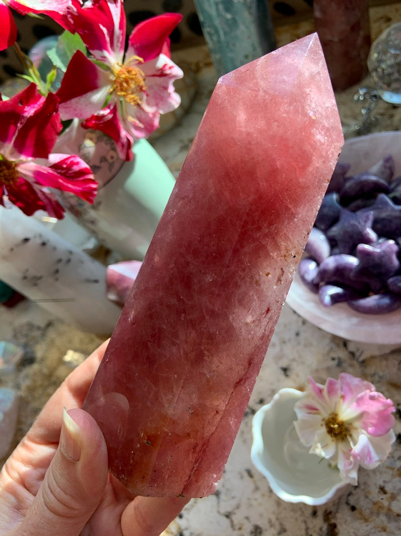 Big + Sparkly STRAWBERRY QUARTZ TOWER