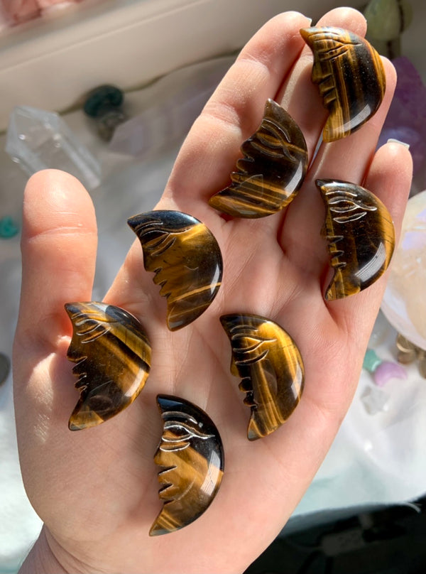 Tigers Eye Moon Face Cabochons