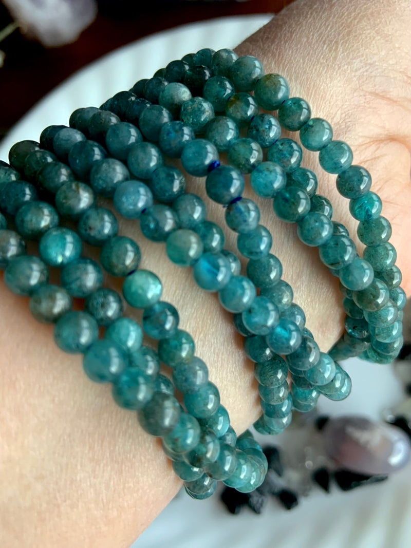 BLUE APATITE Wrap Bracelet or Beaded Necklace