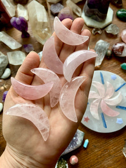 ROSE QUARTZ Crescent Moons for Unconditional Love