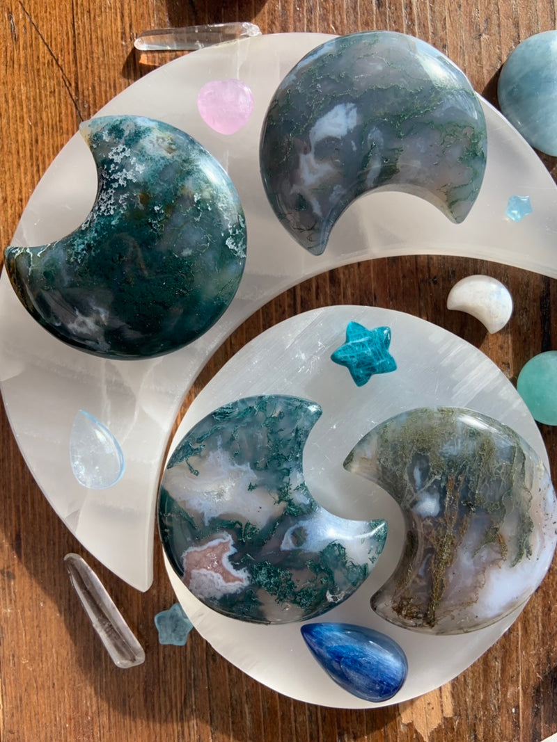 Chunky Moss Agate Moons