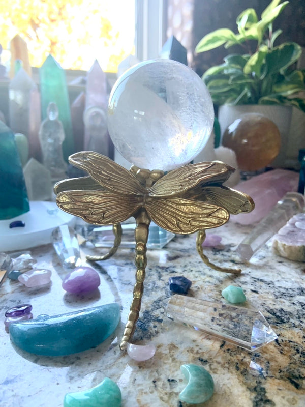 Beautiful Metal Dragonfly Sphere Stand