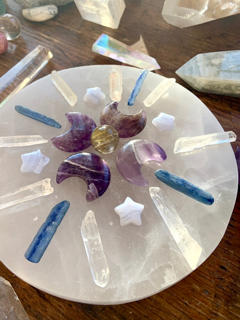 Crystal Grid with Dream Amethyst CRESCENT MOONS