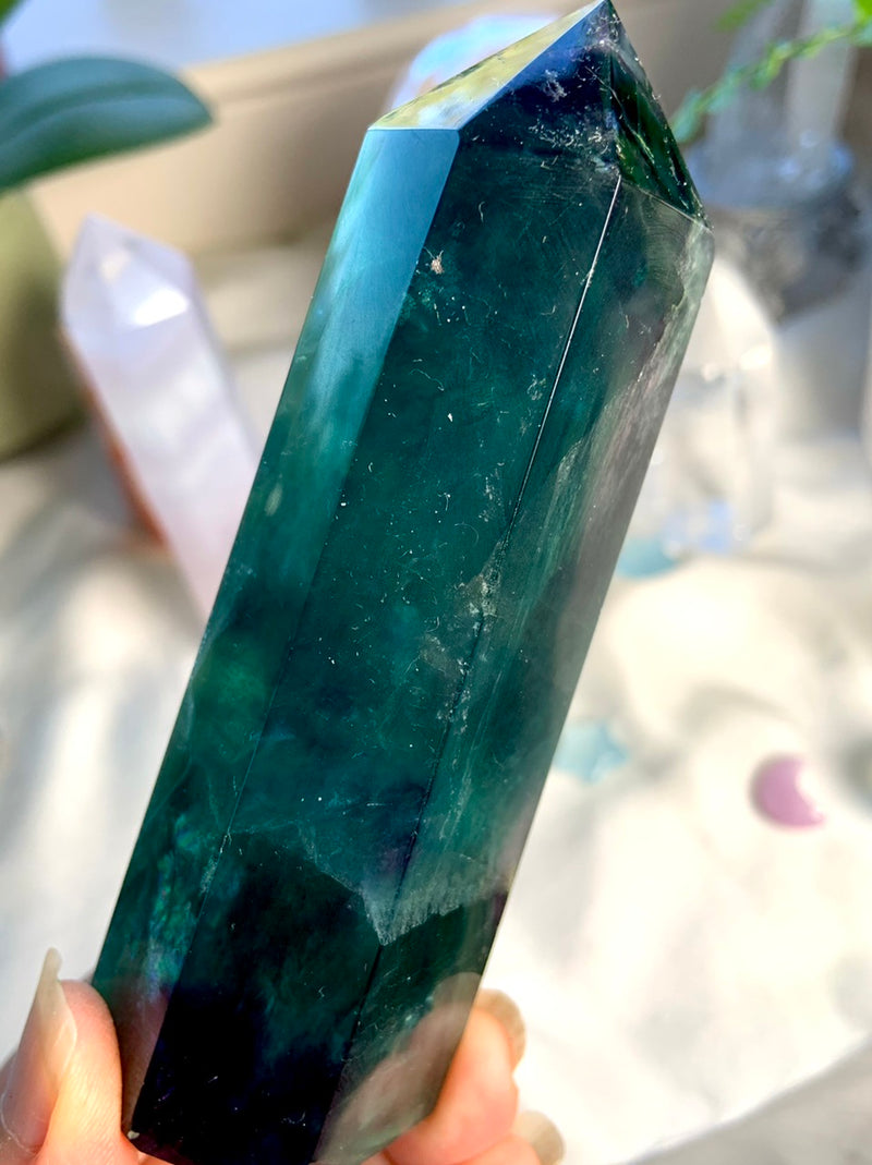 Teal Blue FLUORITE Tower