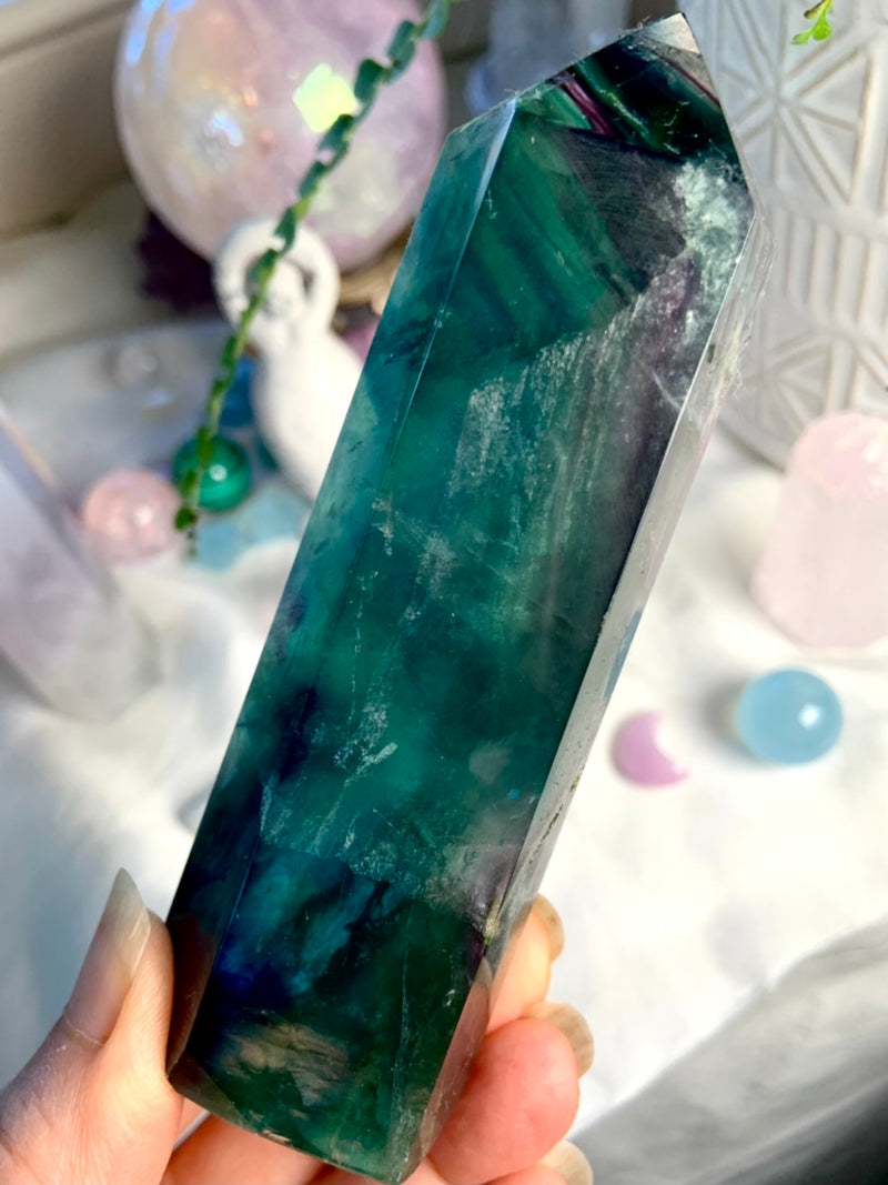 Teal Blue FLUORITE Tower