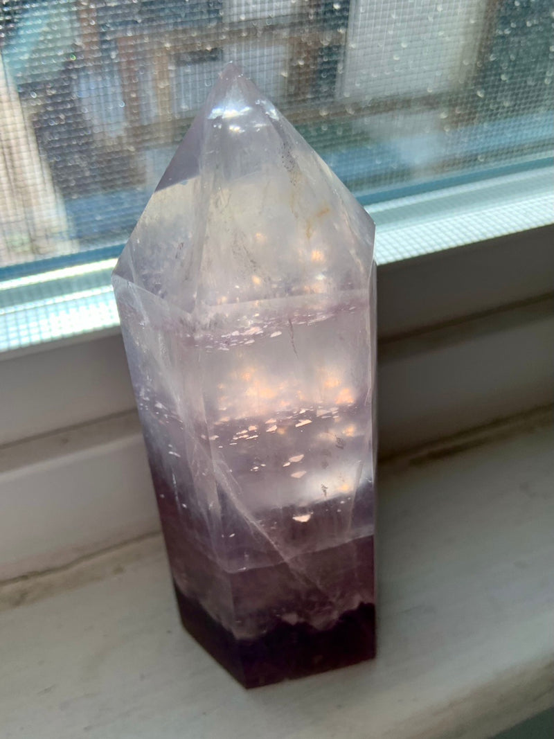 Transparent Lilac FLUORITE with Mica Tower