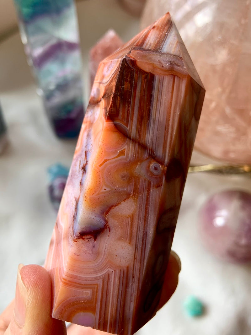 Dots + Stripes CARNELIAN CRYSTAL TOWER