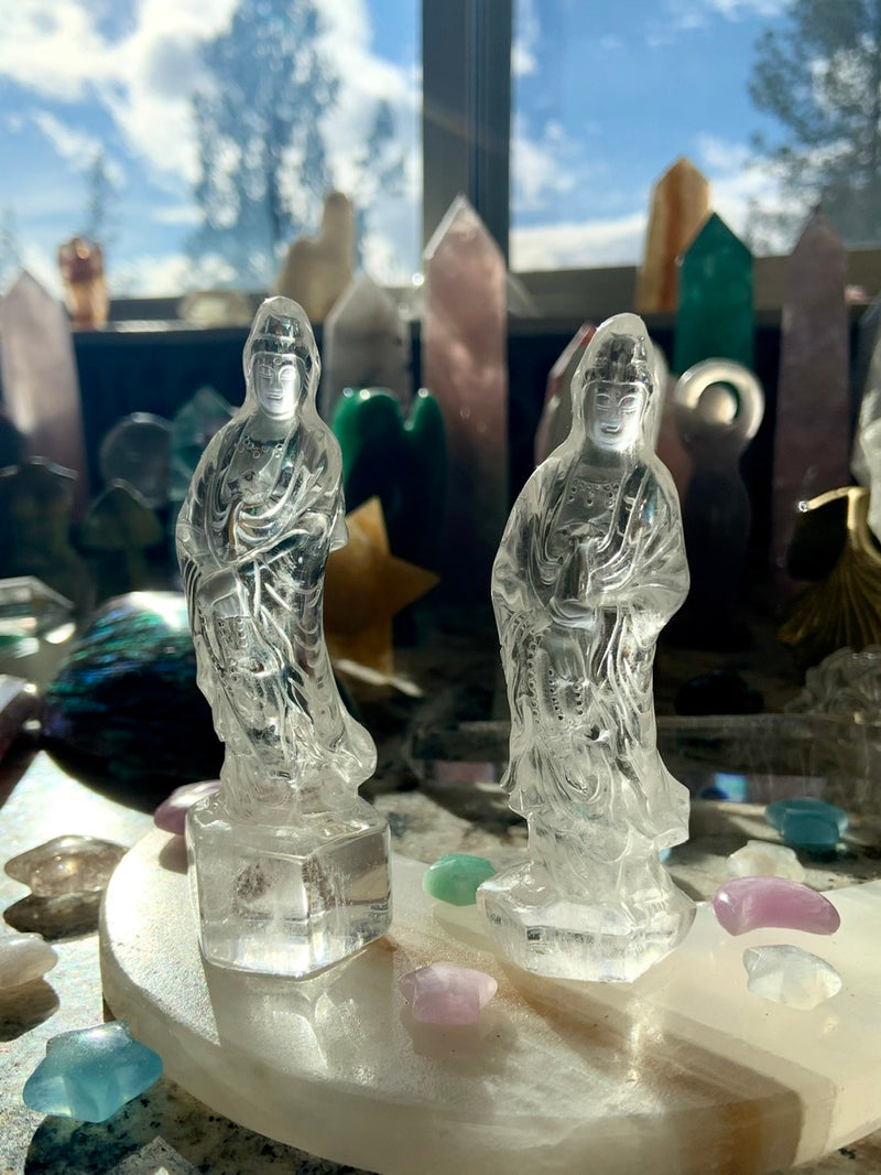 Exquisite CLEAR QUARTZ Quan Yin Carving No. 4 ~ Hand-Carved Crystal Goddess