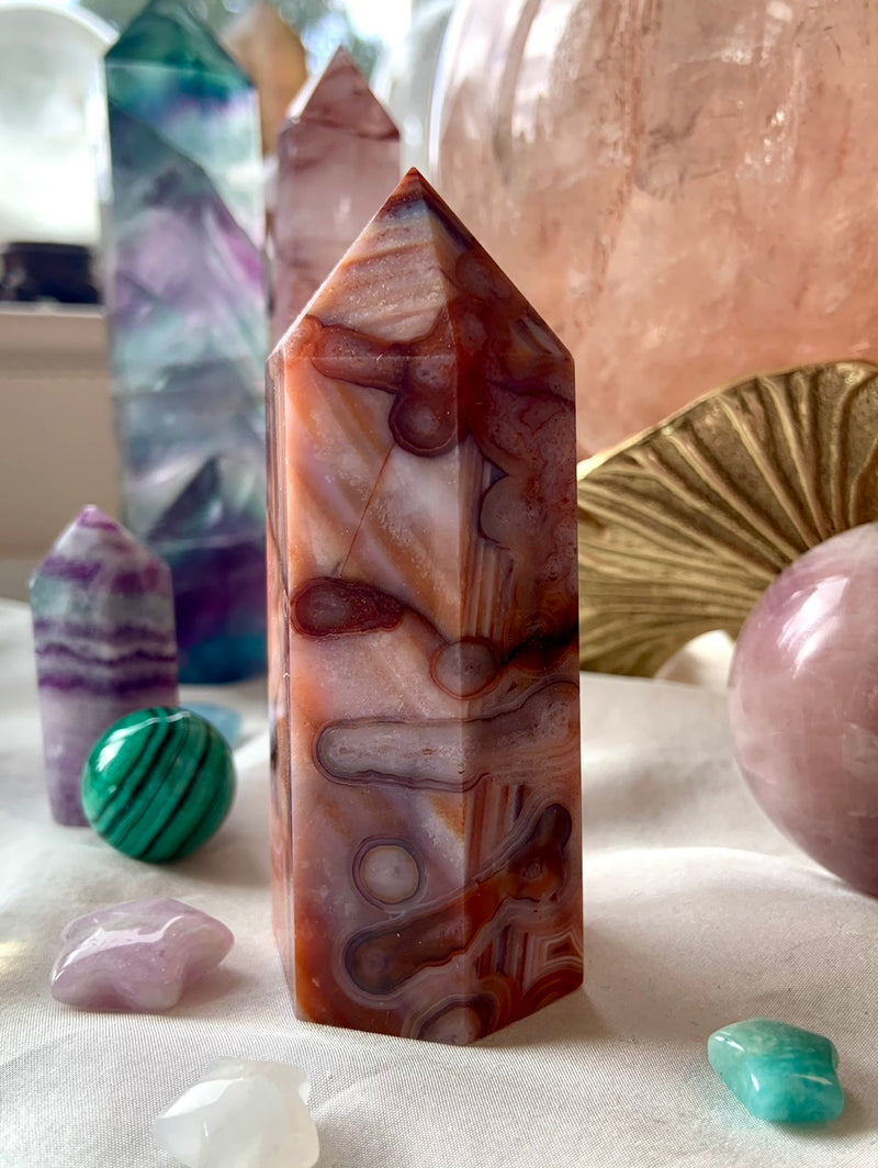 Dots + Stripes CARNELIAN CRYSTAL TOWER