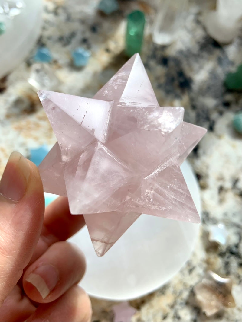 ROSE QUARTZ Merkaba ~ 12 Pointed Star