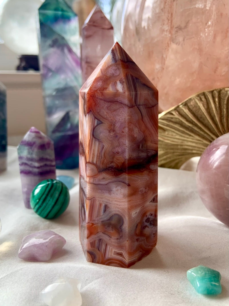 Dots + Stripes CARNELIAN CRYSTAL TOWER