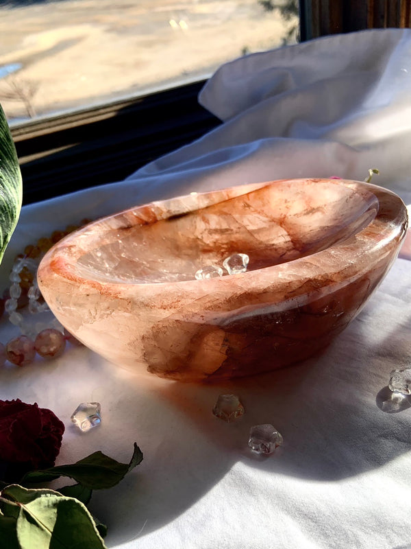 Large Fire Quartz Crystal Bowl