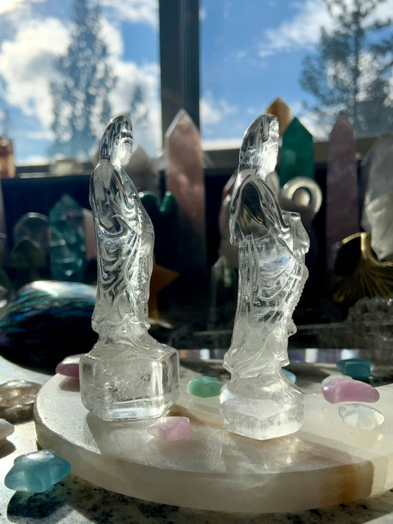 Exquisite CLEAR QUARTZ Quan Yin Carving No. 4 ~ Hand-Carved Crystal Goddess