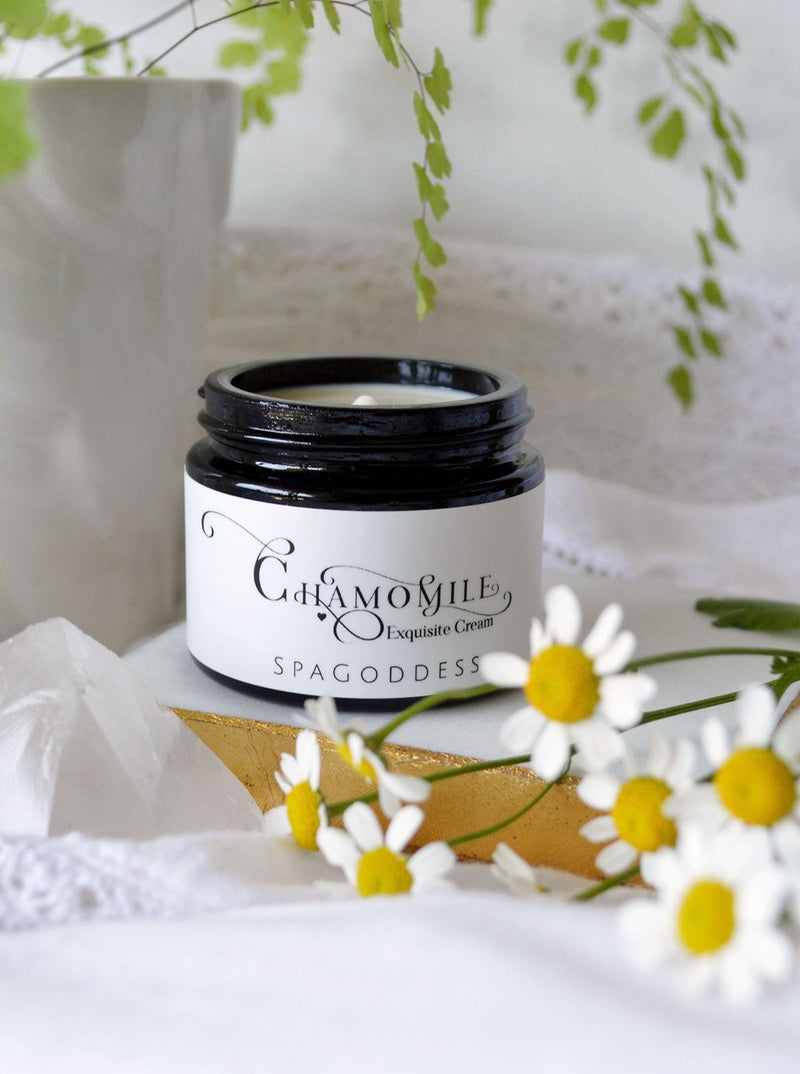 Chamomile Exquisite Cream with wrinkle-fighting white tea, rosehips + argan oil for all skin types