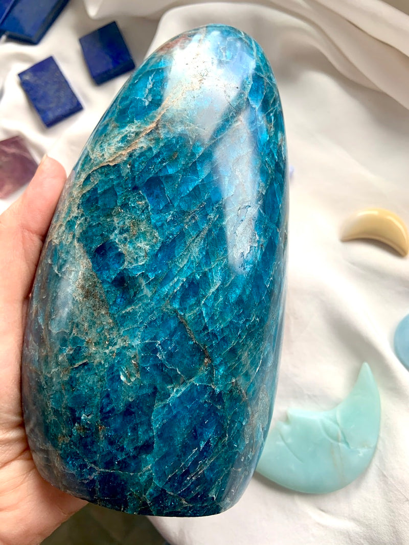 XL BLUE APATITE FREEFORM Display Piece, over 4 lbs