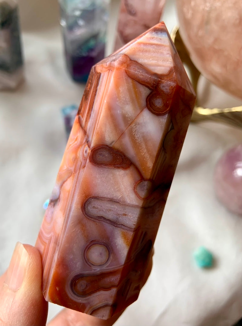 Dots + Stripes CARNELIAN CRYSTAL TOWER