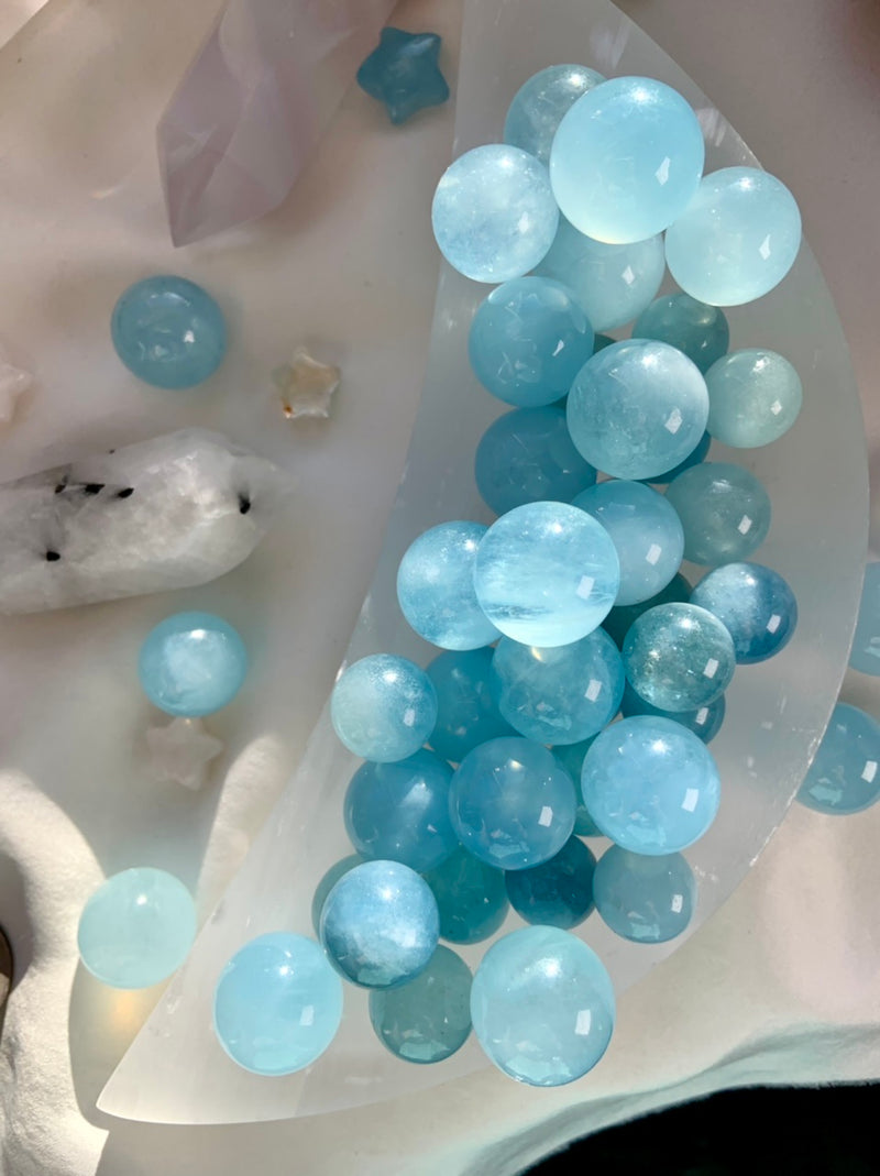Aquamarine Crystal Mini Spheres