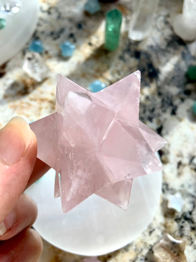 ROSE QUARTZ Merkaba ~ 12 Pointed Star