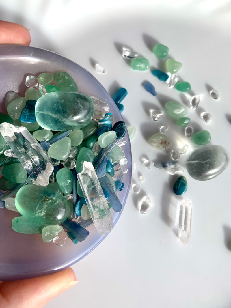 Blue-Green Crystal Confetti with Moon, Stars + Fairy Gift Set Option