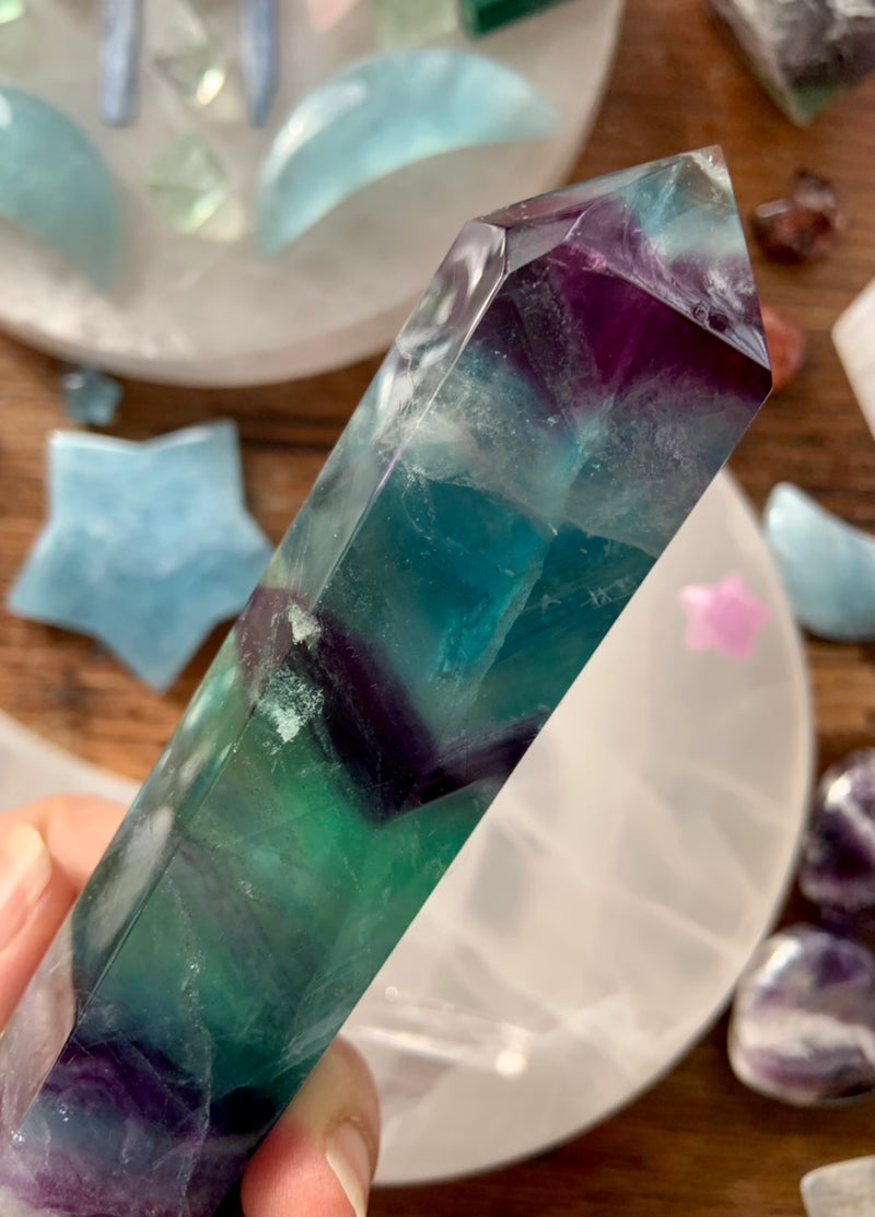Teal + Purple FLUORITE DT with Scolecite Snowflake Inclusions