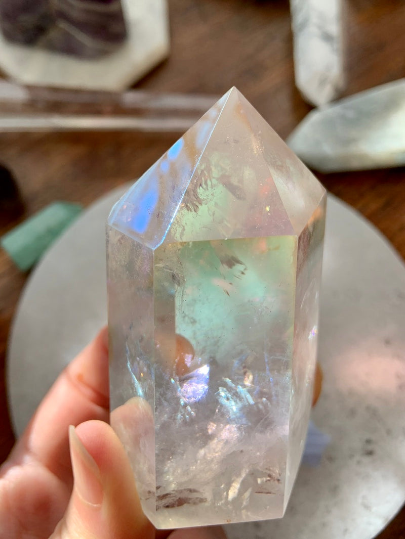 Angel Aura QUARTZ CRYSTAL Tower with Rainbows 1