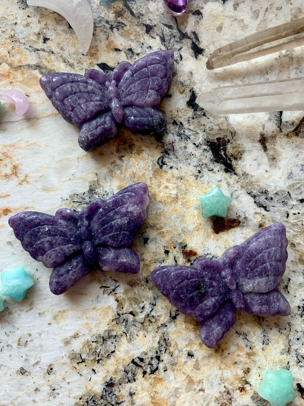 LEPIDOLITE BUTTERFLY ~ Hand-Carved Crystal Butterflies