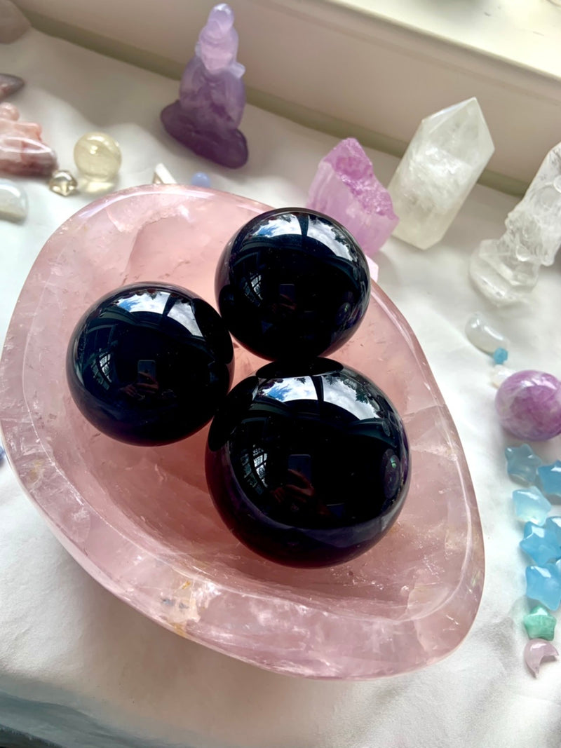 BLACK OBSIDIAN Spheres for energetic protection