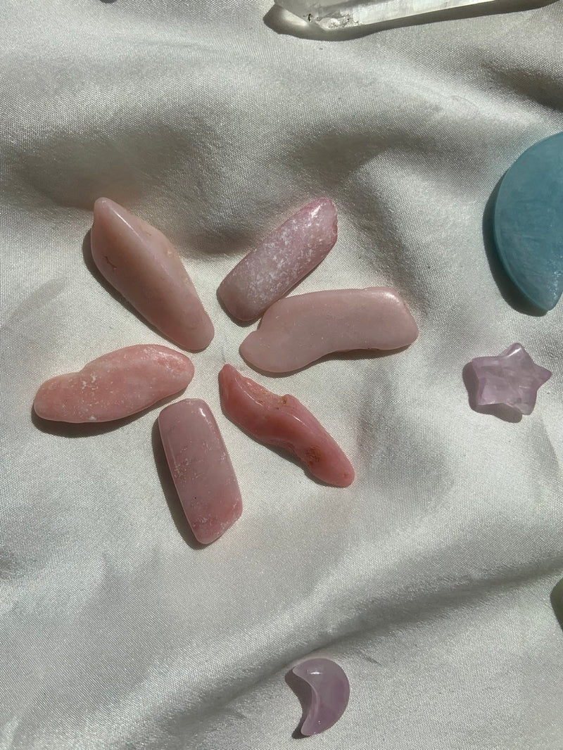 Pink Opal Tumbles ~ Crystal Grid Sets of 6 Pieces or Bulk