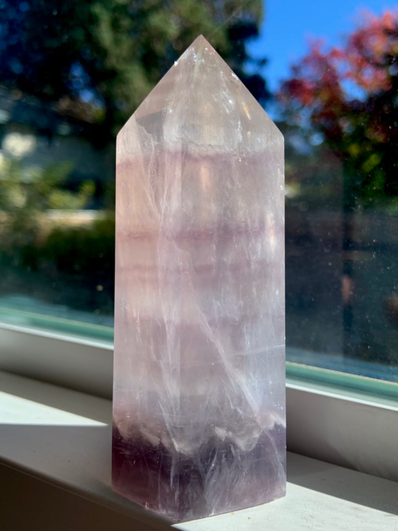 Transparent Lilac FLUORITE with Mica Tower