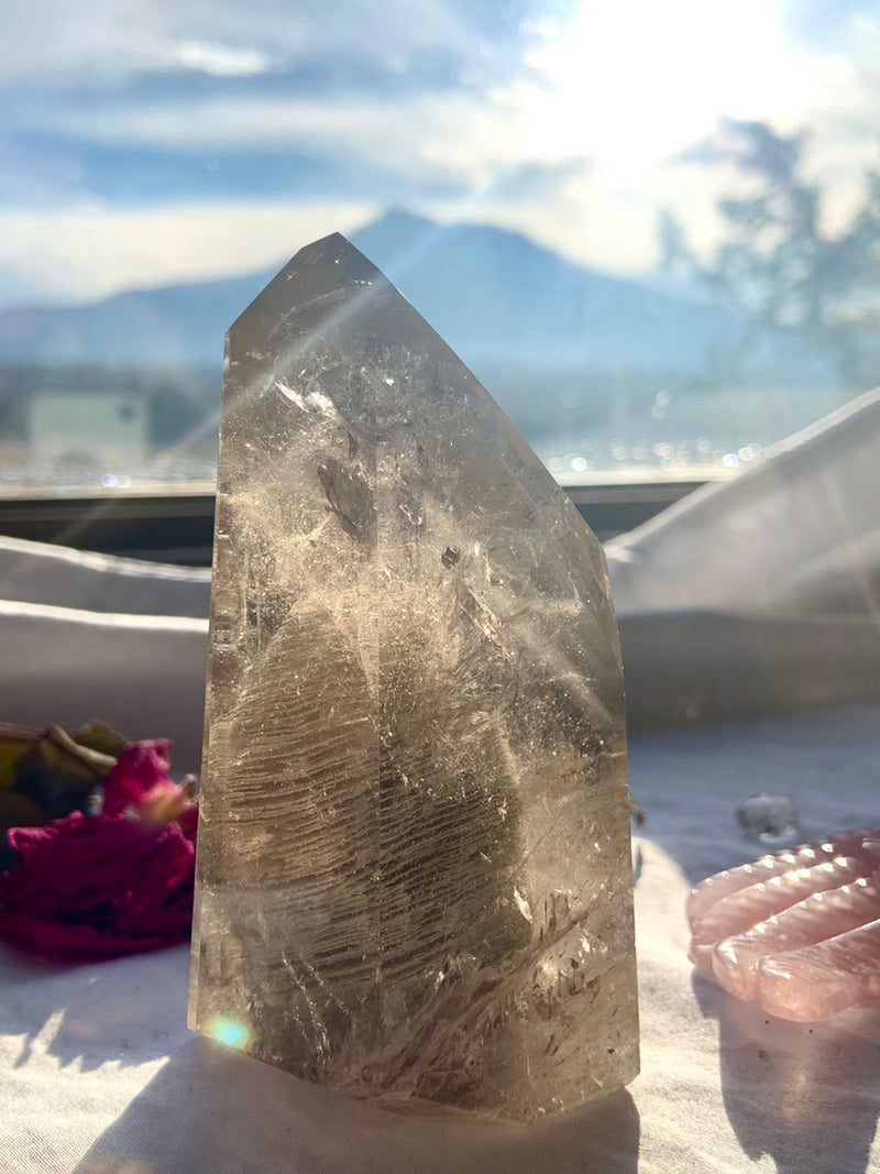 Natural Rutilated Smoky Quartz Crystal - Sage Goddess