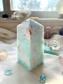 Chunky CARIBBEAN CALCITE TOWER with Pink + White Aragonite