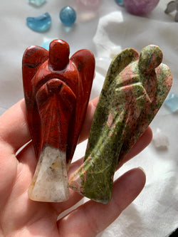 Hand-Carved Crystal Angels ~ Red Jasper or Unakite
